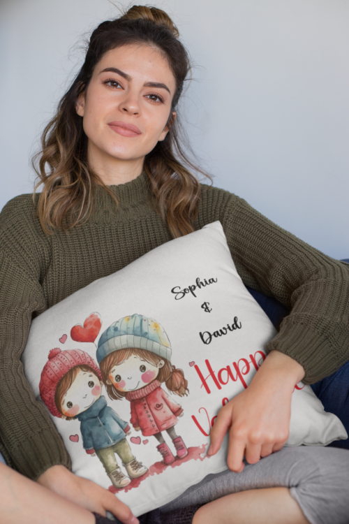 Personalize Valentine Pillow Gift for Him and Her – “Happy Valentine”